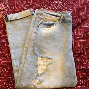 High Waist Distressed Jeans
